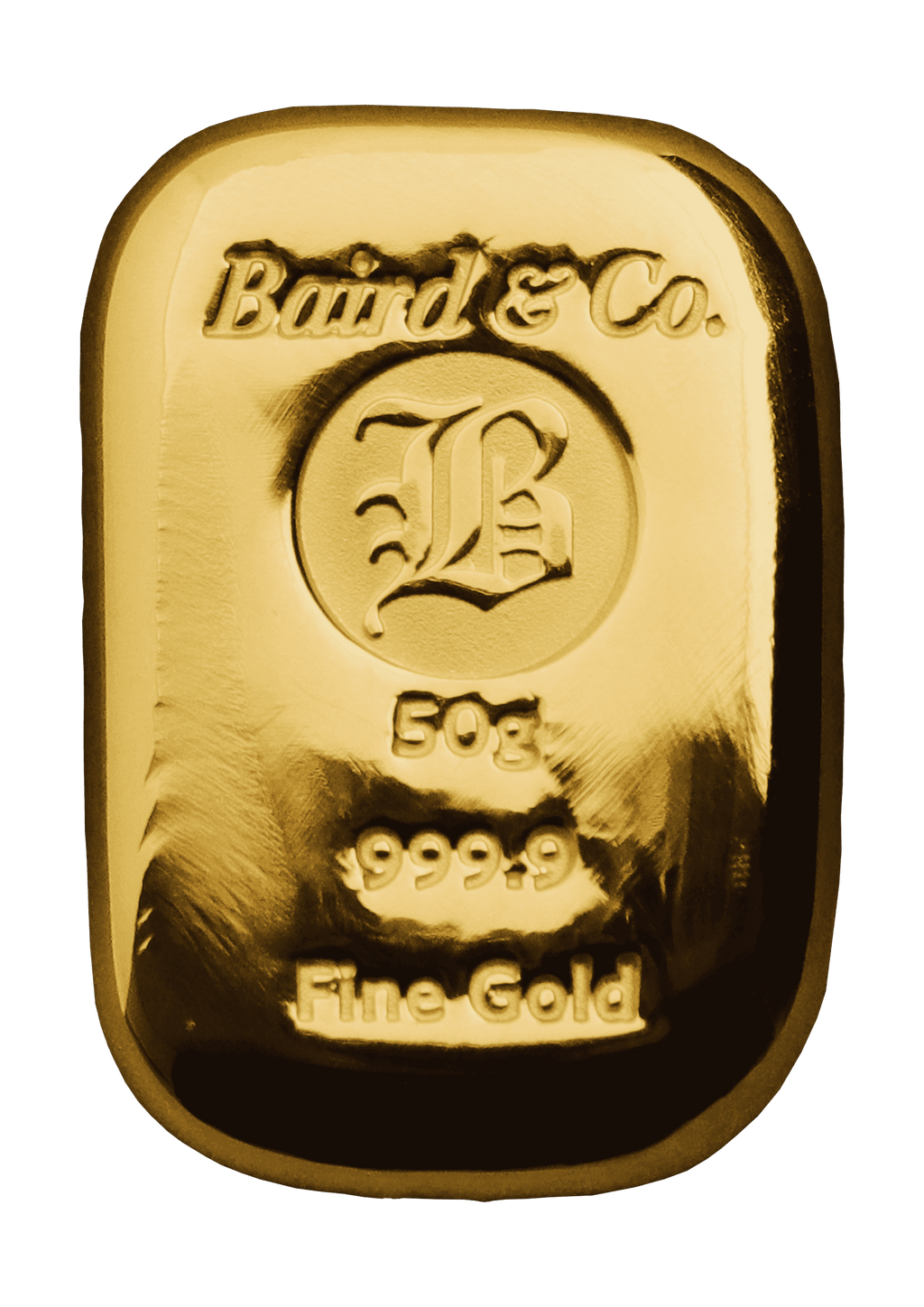 50gr Gold BAIRDCAST Bar .9999 Fine