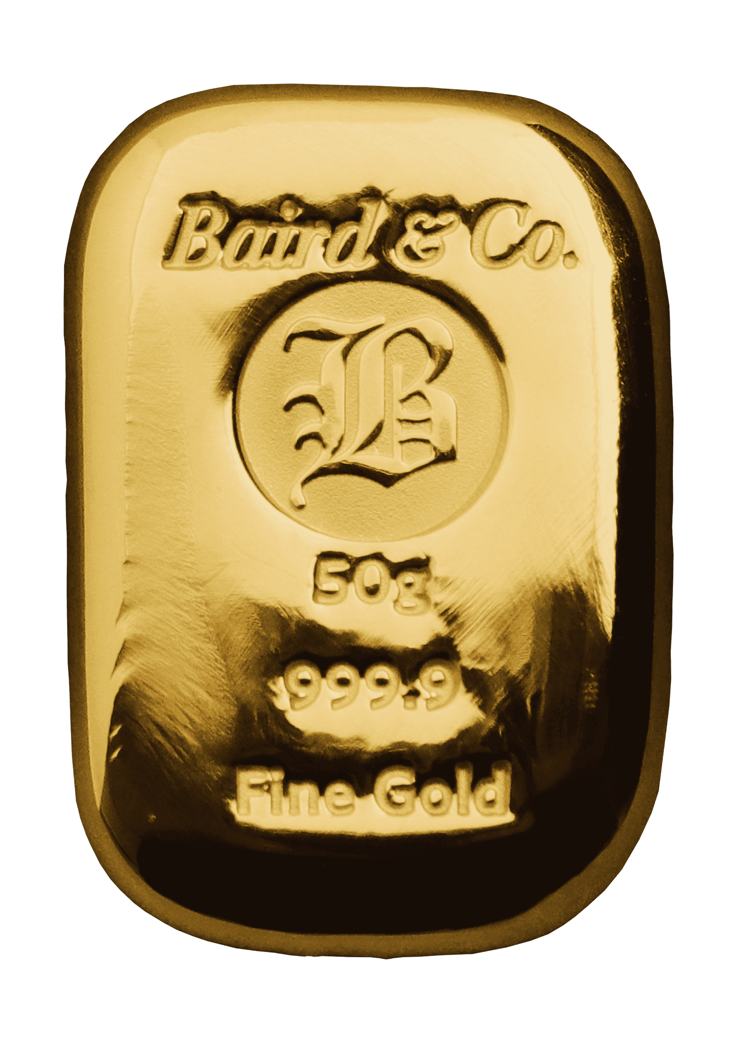 50gr Gold BAIRDCAST Bar .9999 Fine