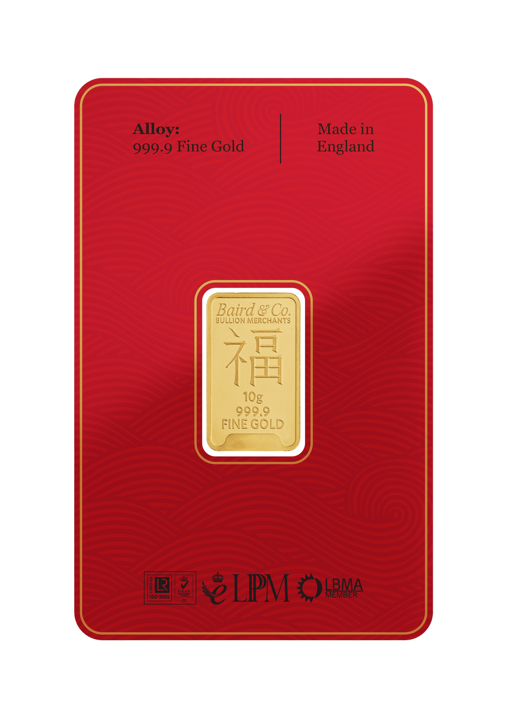 10g Gold Bar Minted Lunar Year Of The Horse 9999