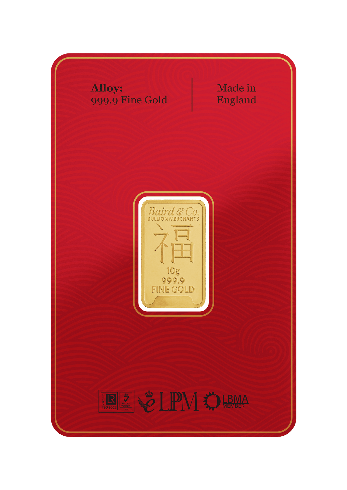 10g Gold Bar Minted Lunar Year Of The Dragon 9999
