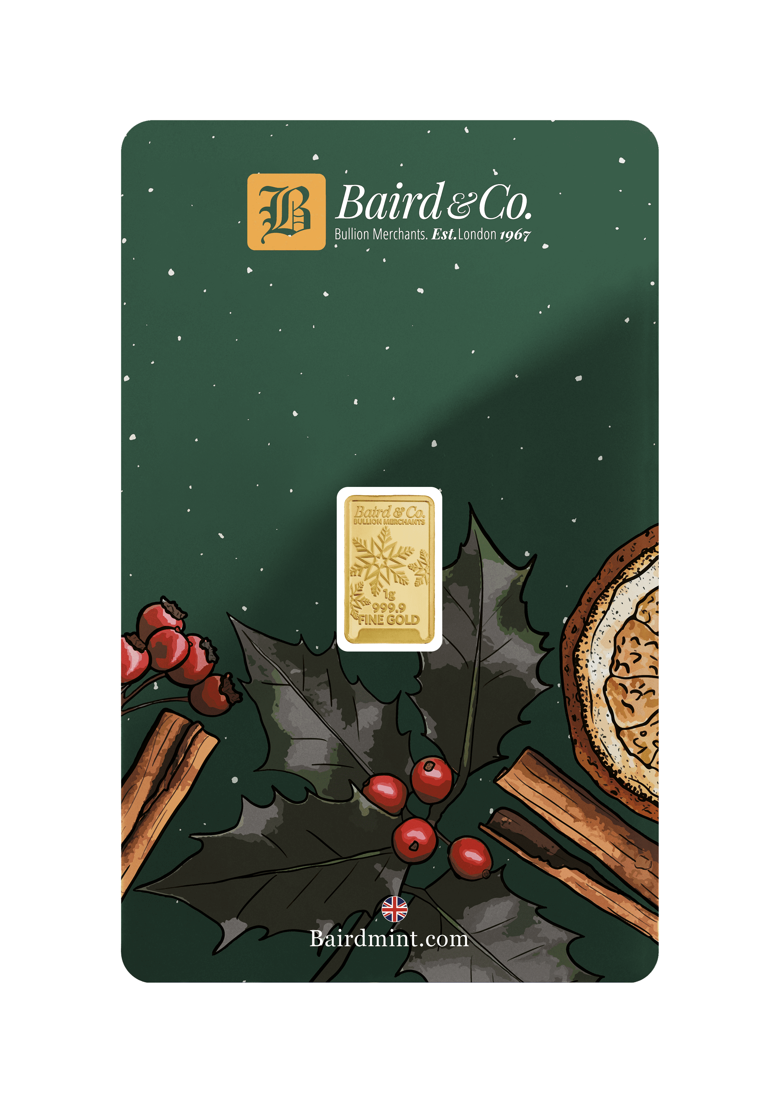 1gr Minted Christmas Gold Bar 999.9 Fine