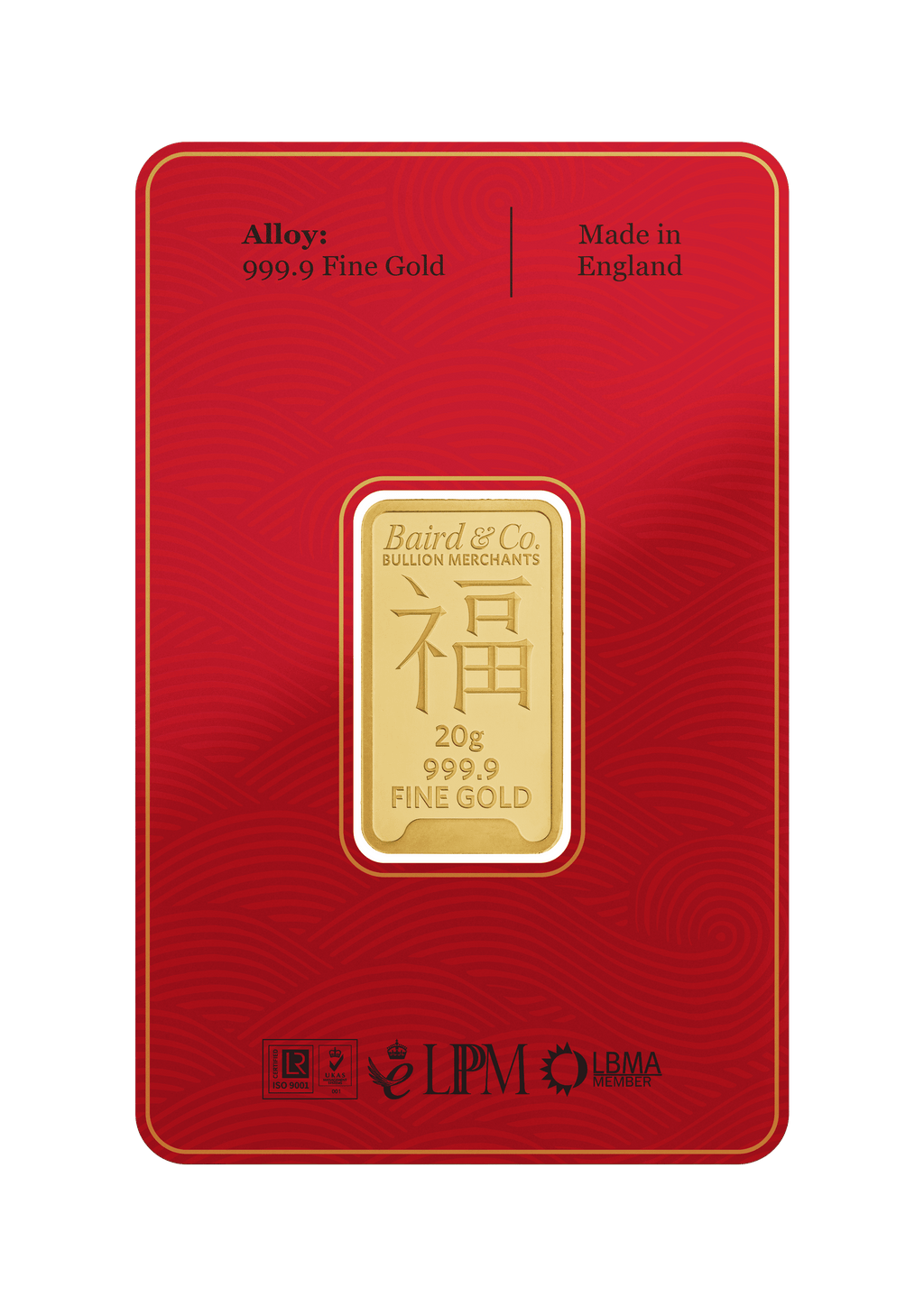 20g Gold Bar Minted Lunar Year Of The Horse 9999