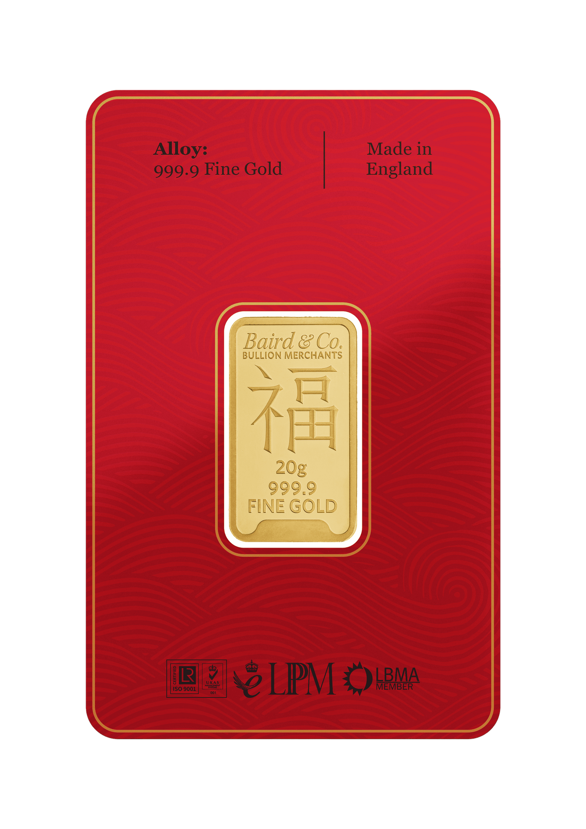 20g Gold Bar Minted Lunar Year Of The Dragon 9999
